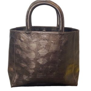 Carrie Forbes Brown Embossed Leather Tote Bag